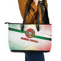 Guinea Bissau Leather Tote Bag with White Green Red Gradient Design - Wonder Print Shop
