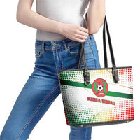 Guinea Bissau Leather Tote Bag with White Green Red Gradient Design - Wonder Print Shop