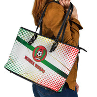 Guinea Bissau Leather Tote Bag with White Green Red Gradient Design - Wonder Print Shop