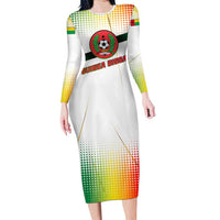 Guinea Bissau Long Sleeve Bodycon Dress with White Green Red Gradient Design - Wonder Print Shop