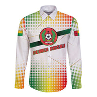Guinea Bissau Long Sleeve Button Shirt with White Green Red Gradient Design - Wonder Print Shop