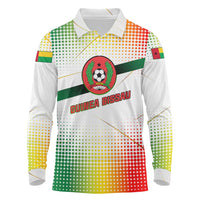 Guinea Bissau Long Sleeve Polo Shirt with White Green Red Gradient Design - Wonder Print Shop