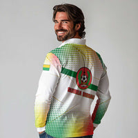 Guinea Bissau Long Sleeve Polo Shirt with White Green Red Gradient Design - Wonder Print Shop