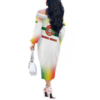 Guinea Bissau Off The Shoulder Long Sleeve Dress with White Green Red Gradient Design - Wonder Print Shop