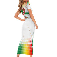 Guinea Bissau Short Sleeve Bodycon Dress with White Green Red Gradient Design - Wonder Print Shop