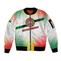 Guinea Bissau Sleeve Zip Bomber Jacket with White Green Red Gradient Design - Wonder Print Shop