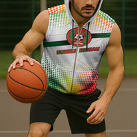 Guinea Bissau Sleeveless Zip Hoodie with White Green Red Gradient Design - Wonder Print Shop