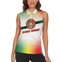 Guinea Bissau Women Sleeveless Polo Shirt with White Green Red Gradient Design - Wonder Print Shop