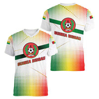 Guinea Bissau Women V-Neck T-Shirt with White Green Red Gradient Design - Wonder Print Shop