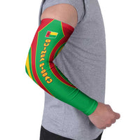Guinea Bissau Arm Sleeves with Red Green Yellow Stripe Design and Black Star - Wonder Print Shop