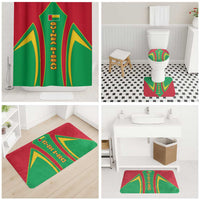 Guinea Bissau Bathroom Set with Red Green Yellow Stripe Design and Black Star - Wonder Print Shop