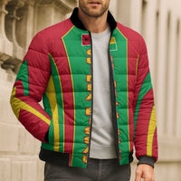 Guinea Bissau Bomber Puffer Jacket with Red Green Yellow Stripe Design and Black Star - Wonder Print Shop