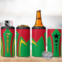 Guinea Bissau 4 in 1 Can Cooler Tumbler with Red Green Yellow Stripe Design and Black Star - Wonder Print Shop
