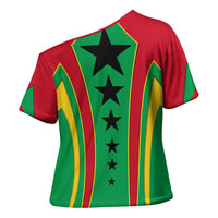 Guinea Bissau Cross Shoulder Shirt with Red Green Yellow Stripe Design and Black Star - Wonder Print Shop