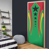 Guinea Bissau Door Cover with Red Green Yellow Stripe Design and Black Star - Wonder Print Shop