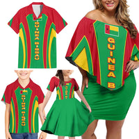 Guinea Bissau Family Matching Off Shoulder Short Dress and Hawaiian Shirt with Red Green Yellow Stripe Design and Black Star - Wonder Print Shop