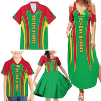 Guinea Bissau Family Matching Summer Maxi Dress and Hawaiian Shirt with Red Green Yellow Stripe Design and Black Star - Wonder Print Shop