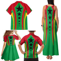 Guinea Bissau Family Matching Tank Maxi Dress and Hawaiian Shirt with Red Green Yellow Stripe Design and Black Star - Wonder Print Shop