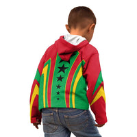Guinea Bissau Kid Hoodie with Red Green Yellow Stripe Design and Black Star - Wonder Print Shop