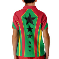 Guinea Bissau Kid Polo Shirt with Red Green Yellow Stripe Design and Black Star - Wonder Print Shop