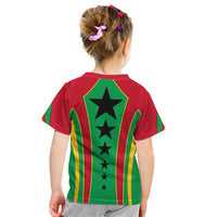 Guinea Bissau Kid T Shirt with Red Green Yellow Stripe Design and Black Star - Wonder Print Shop