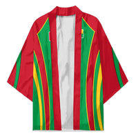 Guinea Bissau Kimono with Red Green Yellow Stripe Design and Black Star - Wonder Print Shop