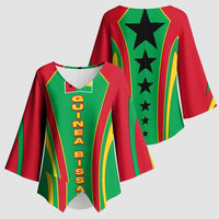 Guinea Bissau Kimono Sleeve Blouse with Red Green Yellow Stripe Design and Black Star - Wonder Print Shop