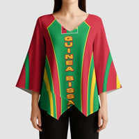 Guinea Bissau Kimono Sleeve Blouse with Red Green Yellow Stripe Design and Black Star - Wonder Print Shop