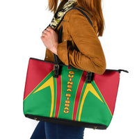 Guinea Bissau Leather Tote Bag with Red Green Yellow Stripe Design and Black Star - Wonder Print Shop