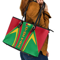 Guinea Bissau Leather Tote Bag with Red Green Yellow Stripe Design and Black Star - Wonder Print Shop