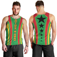 Guinea Bissau Men Tank Top with Red Green Yellow Stripe Design and Black Star - Wonder Print Shop