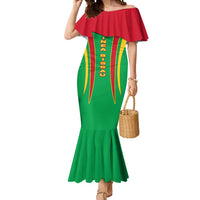 Guinea Bissau Mermaid Dress with Red Green Yellow Stripe Design and Black Star - Wonder Print Shop
