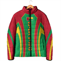 Guinea Bissau Padded Jacket with Red Green Yellow Stripe Design and Black Star - Wonder Print Shop