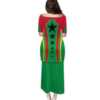 Guinea Bissau Puletasi with Red Green Yellow Stripe Design and Black Star - Wonder Print Shop