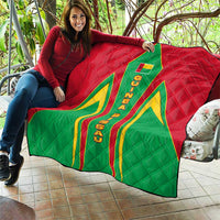 Guinea Bissau Quilt with Red Green Yellow Stripe Design and Black Star - Wonder Print Shop