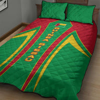 Guinea Bissau Quilt Bed Set with Red Green Yellow Stripe Design and Black Star - Wonder Print Shop