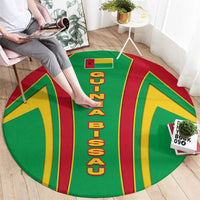 Guinea Bissau Round Carpet with Red Green Yellow Stripe Design and Black Star - Wonder Print Shop