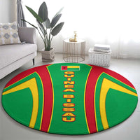 Guinea Bissau Round Carpet with Red Green Yellow Stripe Design and Black Star - Wonder Print Shop