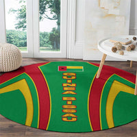 Guinea Bissau Round Carpet with Red Green Yellow Stripe Design and Black Star - Wonder Print Shop
