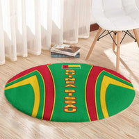 Guinea Bissau Round Carpet with Red Green Yellow Stripe Design and Black Star - Wonder Print Shop
