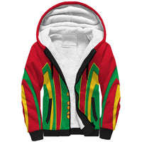 Guinea Bissau Sherpa Hoodie with Red Green Yellow Stripe Design and Black Star - Wonder Print Shop