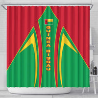 Guinea Bissau Shower Curtain with Red Green Yellow Stripe Design and Black Star - Wonder Print Shop