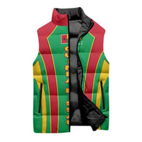 Guinea Bissau Sleeveless Puffer Jacket with Red Green Yellow Stripe Design and Black Star - Wonder Print Shop