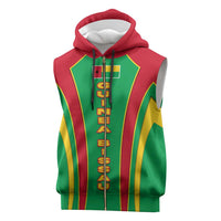 Guinea Bissau Sleeveless Zip Hoodie with Red Green Yellow Stripe Design and Black Star - Wonder Print Shop