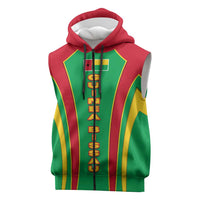 Guinea Bissau Sleeveless Zip Hoodie with Red Green Yellow Stripe Design and Black Star - Wonder Print Shop
