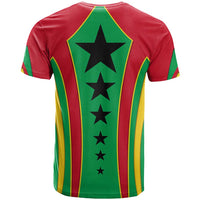 Guinea Bissau T Shirt with Red Green Yellow Stripe Design and Black Star - Wonder Print Shop