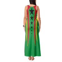 Guinea Bissau Tank Maxi Dress with Red Green Yellow Stripe Design and Black Star - Wonder Print Shop