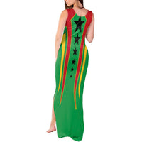 Guinea Bissau Tank Maxi Dress with Red Green Yellow Stripe Design and Black Star - Wonder Print Shop