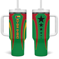 Guinea Bissau Tumbler With Handle with Red Green Yellow Stripe Design and Black Star - Wonder Print Shop