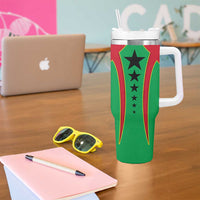 Guinea Bissau Tumbler With Handle with Red Green Yellow Stripe Design and Black Star - Wonder Print Shop